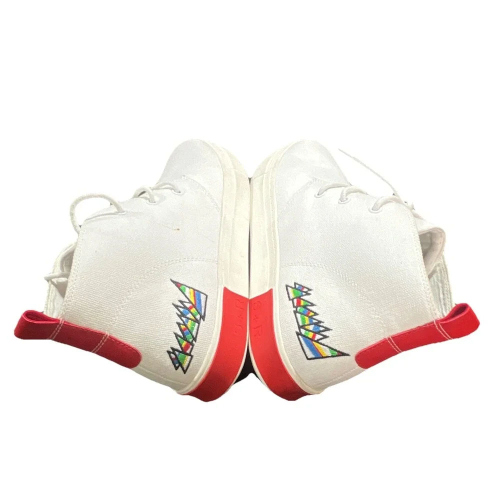 18N23/STRAUSS+RAMM The Chukka-E White Red‎ Canvas Chukka Sneakers Men's US 11.5